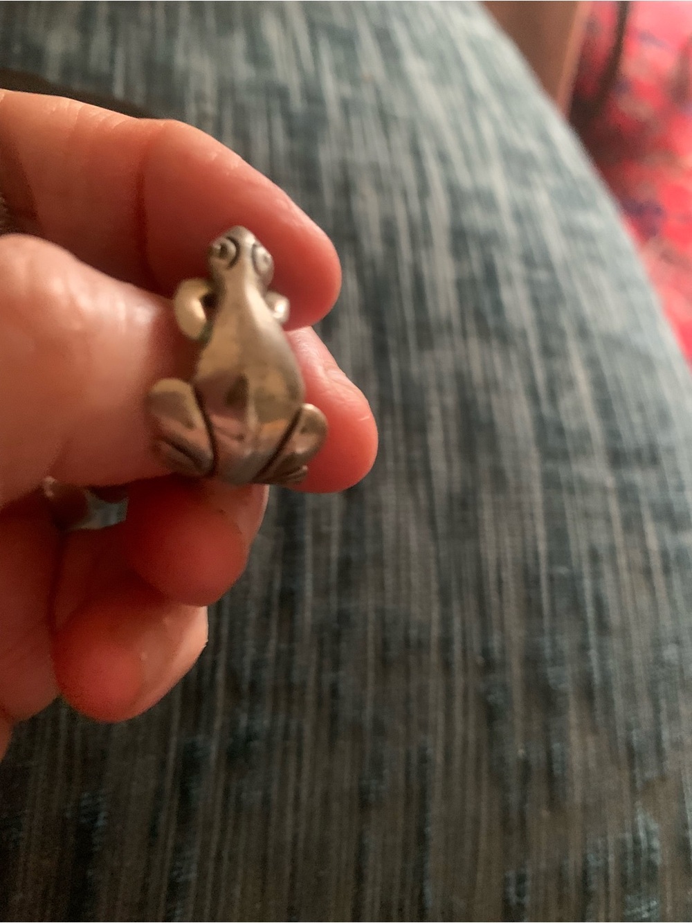 Silver Frog Charm Ring - Small Sterling-Look Accent